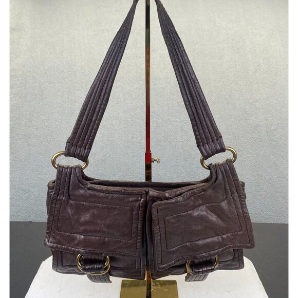 KOOBA Metallic Bronze Leather Baguette Shoulder Handbag ,Preppy,Zipper - Picture 1 of 15